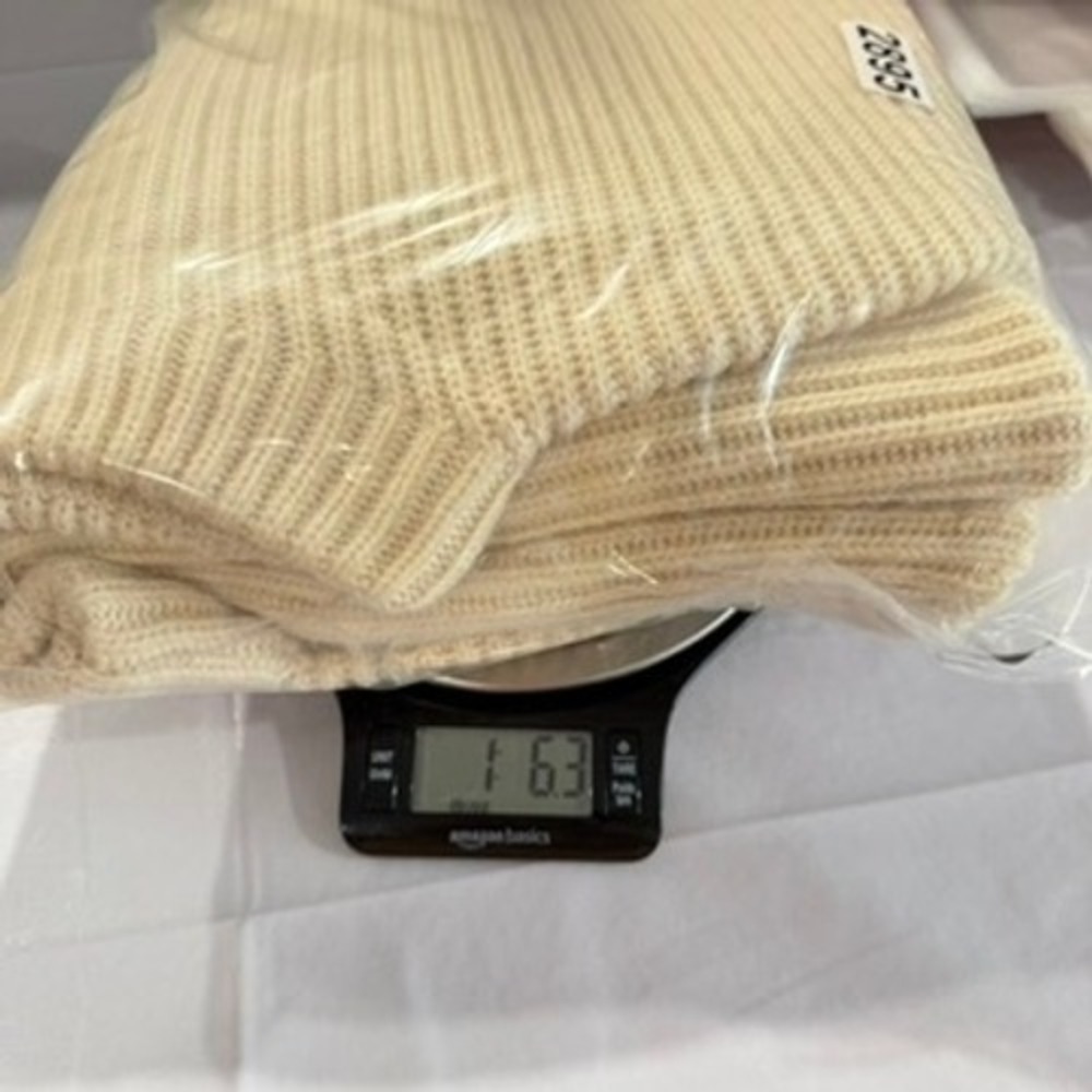 AYR Ribbed Asymmetrical Sweater Cream Wool Alpaca Mixed Mock Neck Short Sleeve M - Picture 13 of 13